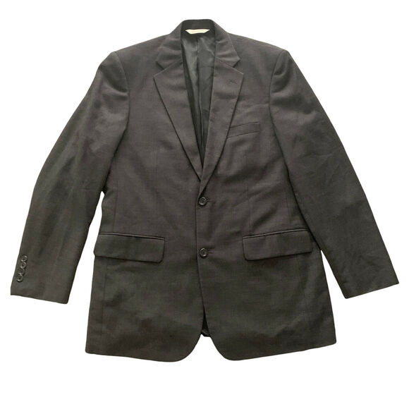 Pronto Uomo Mens Black 100% Wool Comfort Stretch Suit Blazer Jacket Size 40 Long